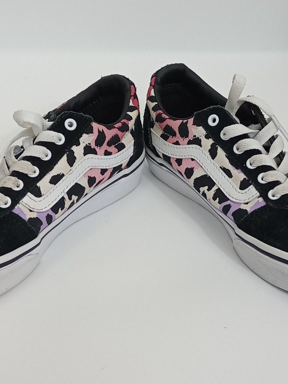 Vans Old Skool Leopard Print Sneakers Kids Girls Size 2 US Pink Purple Black EU - Picture 10 of 13